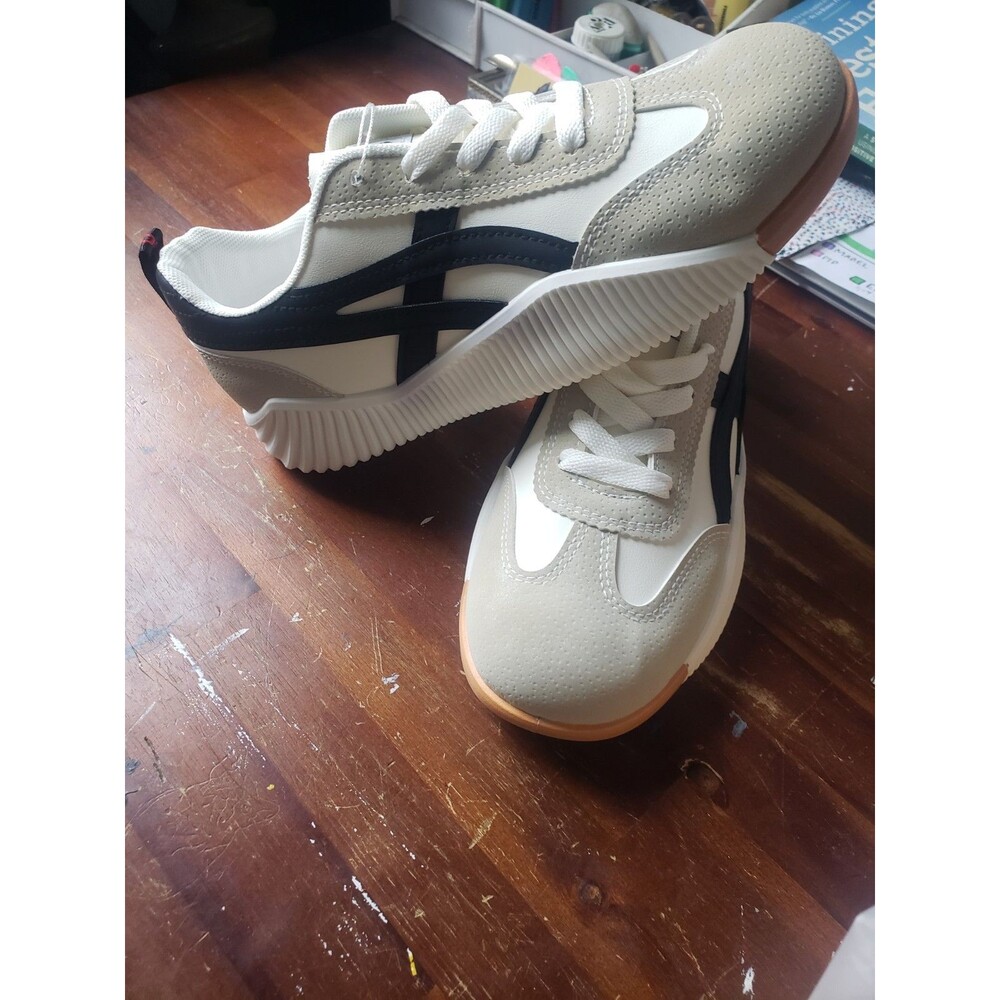 Women's De Florence Vintage Italy Shoes US Size 9 Light Grey Cream Black EU 39